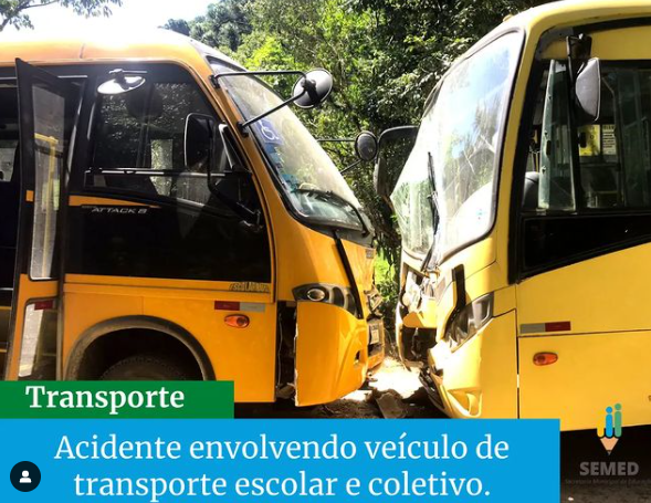  Veículo de transporte escolar e coletivo se envolvem em acidente