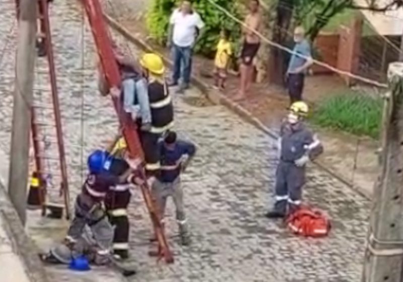  Trabalhador leva choque e colega é atingido por objeto na cabeça