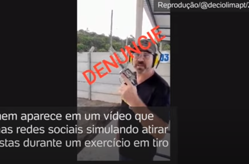  Polícia de SC investiga vídeo em que homem atira em alvo e diz ‘olha o petista passando’