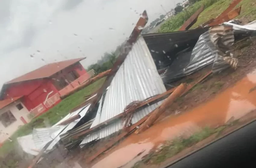  Temporal arranca árvores do chão, deixa casas destelhadas e interdita rodovias em SC