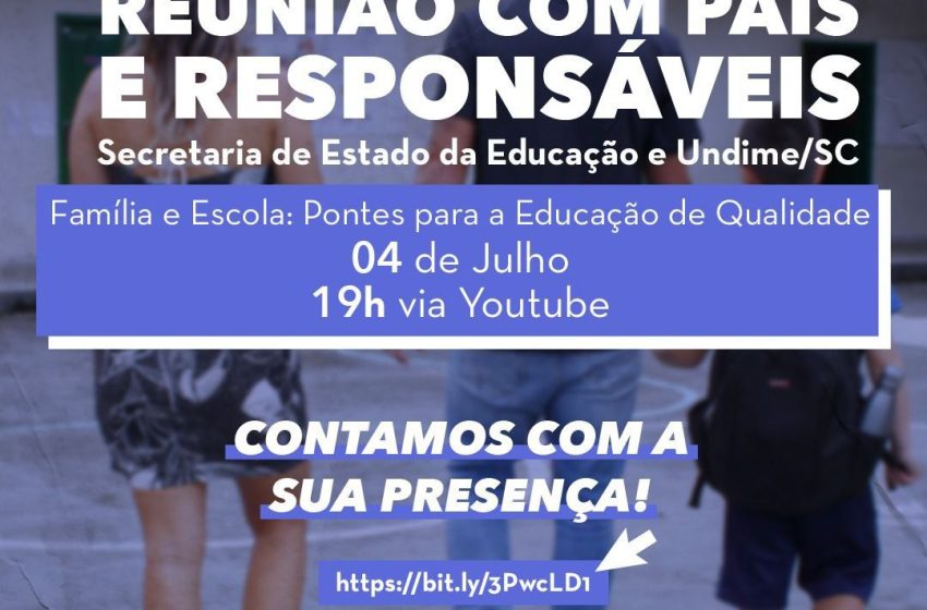  SED E UNDIME realizam reunião virtual com pais e professores