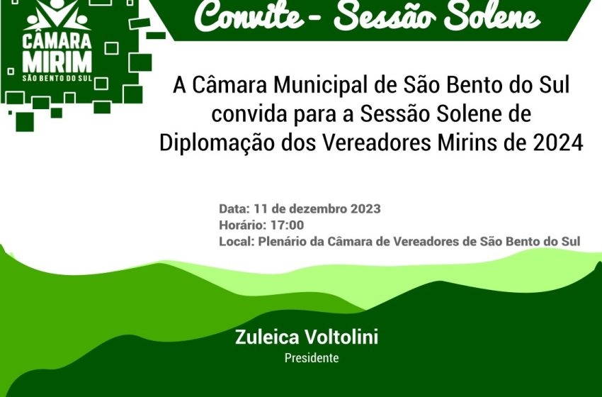  Legislatura Mirim para 2024 será diplomada