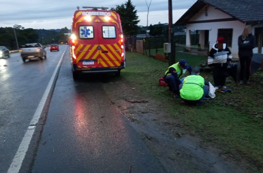  Motociclista é conduzido ao Hospital após acidente em Fragosos