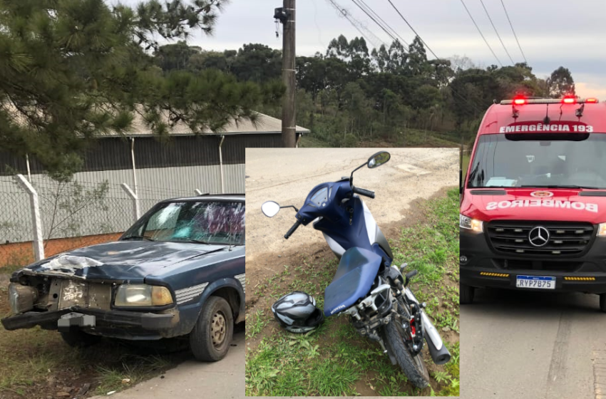  Carro e moto colidem no bairro Brasília