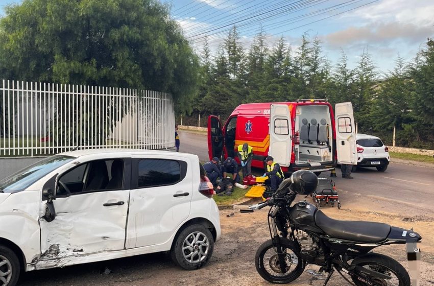  Acidente deixa motociclista ferido